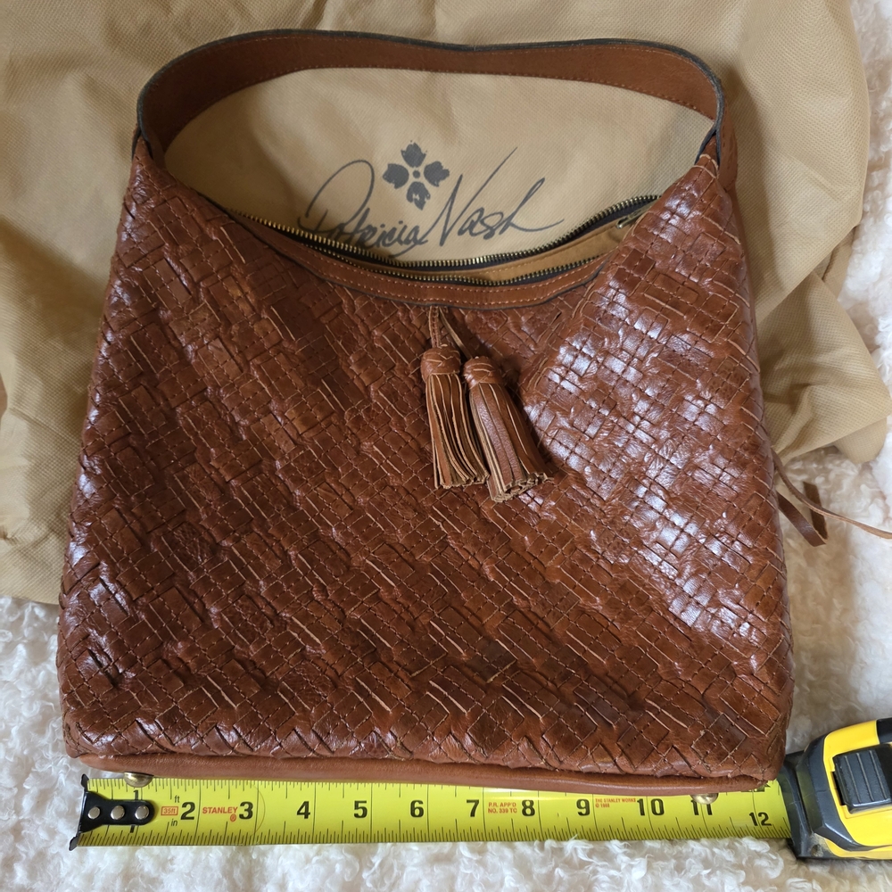 Patricia Nash Tan Woven Leather Shoulder Bag